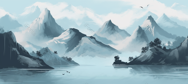 云雾山水画意境手绘背景图,插画/手绘图,插画/手绘图库,插画/手绘图下载,插画/手绘